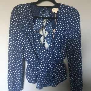 Open back polkadot blouse
